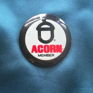 Acorn Black, White & Red Member Button Pin